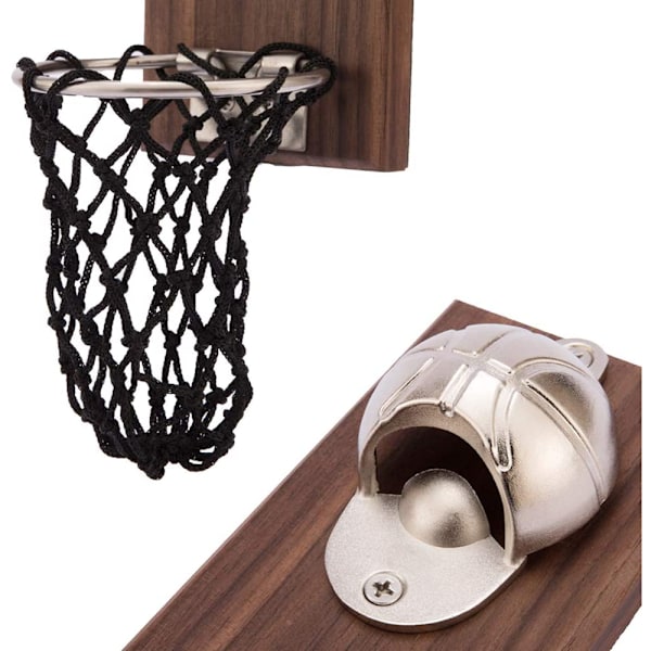 Magnetisk basketball flaskeåpner, veggmontert åpner i tre