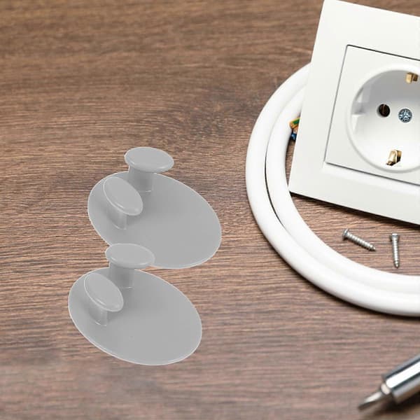 Stikholdere Oval selvklæbende stikkontaktkrog til opbevaring af stik 8 stk. grå Size 1 Grey
