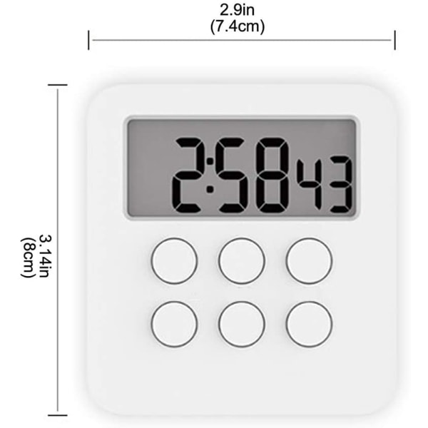 Køkkenur Magnetic Digital timer og stopur Køkkenalarm timer Kortvarigt vækkeur med lyd- og lyssignal, Ideel køkkenur