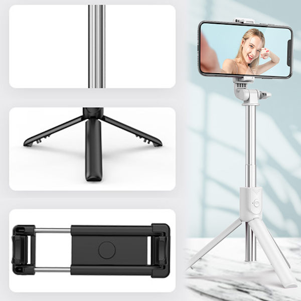 Bærbar Selfie Stick, Håndholdt Stativ med Aftagelig Trådløs