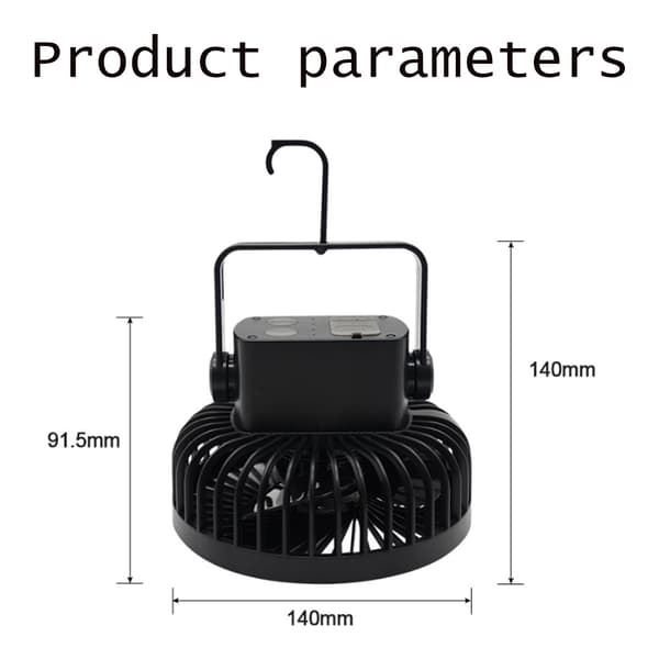 Bærbar Campingteltventilator, Super Lys Campinglanterne, Holdbart ABS-materiale, Universal Golfbilventilator, Langvarig Køling og Belysning, Bærbart Telt