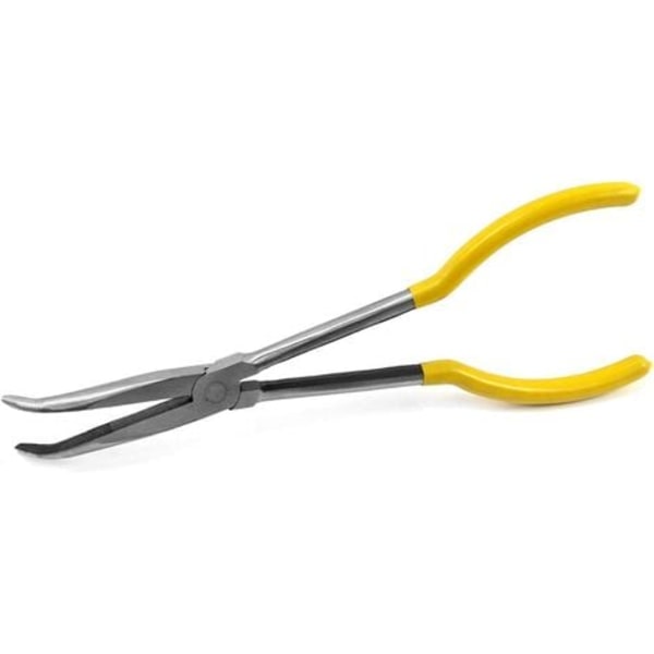 Curved nose pliers, extra long steel pliers with elbow, 45°