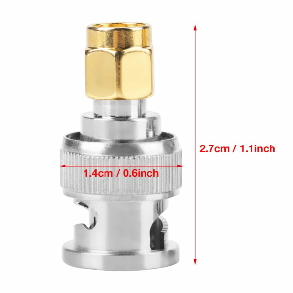 2 stk BNC hann til SMA hann RF koaksial kontakt adapter Tes