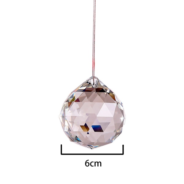 2,36"/60 mm krystallkule av klart glass, stor krystallprismesol