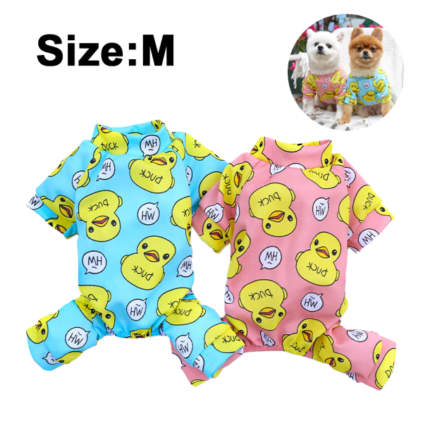 Yellow Duck Mjukt material Stretchable Dog Pyjamas-blå