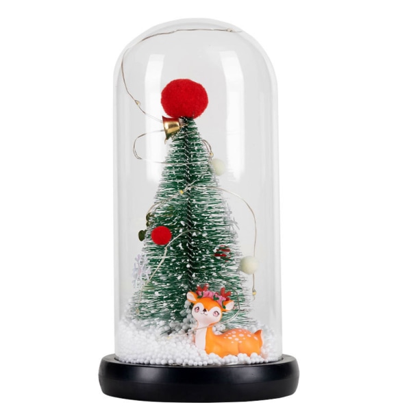 Christmas Tree in Glass Dome Small Christmas Tree Lighting Deskt