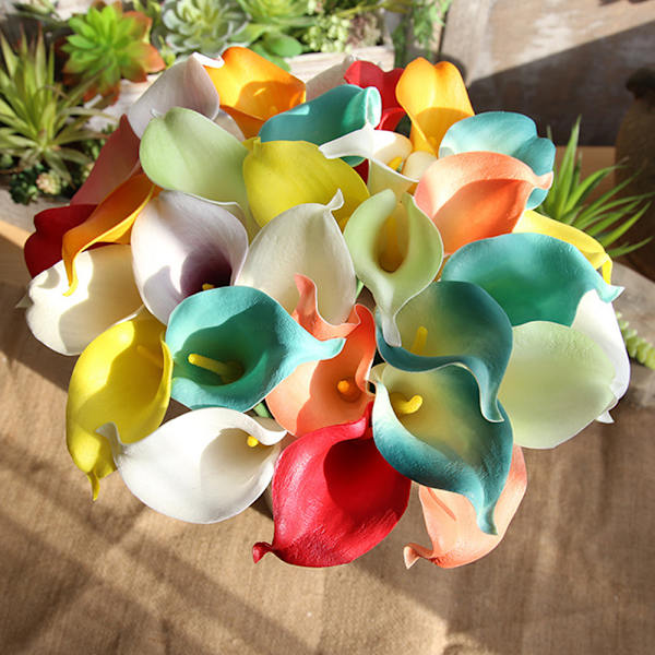 Calla Lily 10 stj Konstgjorda Blommor Bukett för Bröllop Brud