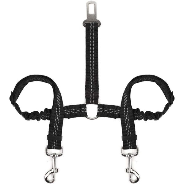 Double Pet Seat Belt Adjustable with Elastic Bungee