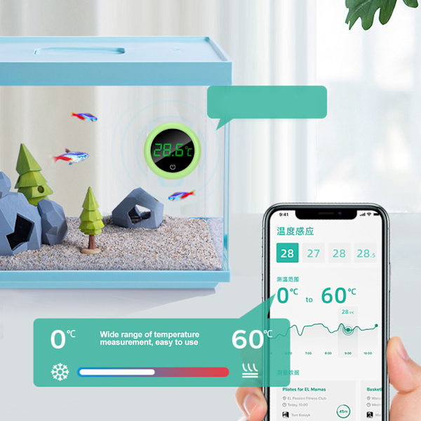 Akvarie Termometer Hög Noggrannhet Energisparande LED Touch Screen Akvarie Termometer för Färskvatten Saltvatten