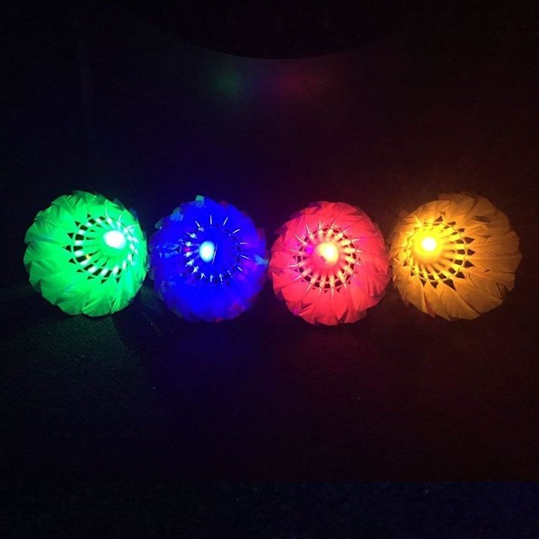 LED Badminton Bollar Mörker Natt Glöd Birdies Belysning för Utomhus & Inomhus Sportaktiviteter (Fjäder_4st)