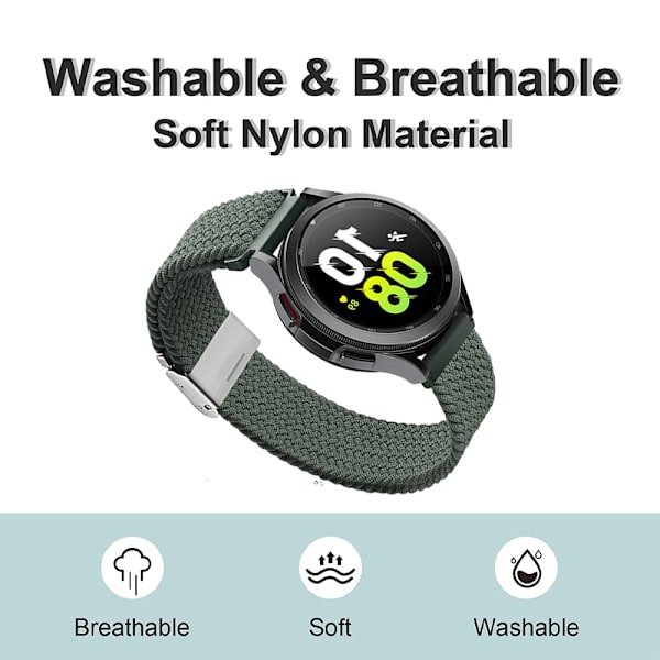 Sport Nylon Flettet Rem 22mm Kompatibel med Samsung Watch