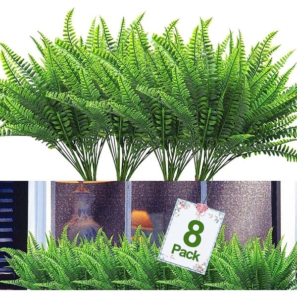 8 stk. kunstige blomster udendørs UV-bestandige planter, 8 grene