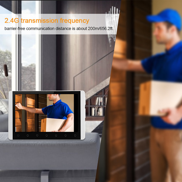 7 tuuman TFT LCD 2.4G Langaton Ovikello Intercom Visuaalinen Kello Yökuvaus Videopuhelin 1 Turvakameralla 100240V (Yhdysvaltain pistoke)