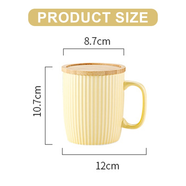 400 ml keramisk krus med lodrette striber er frisk og enkel. Morgenmadskrus med lodrette striber og låg. Kontorkaffekop og vandkop.