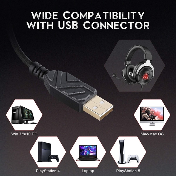 USB spelheadset med mikrofon för PS4/PC/PS5/laptop - Headp