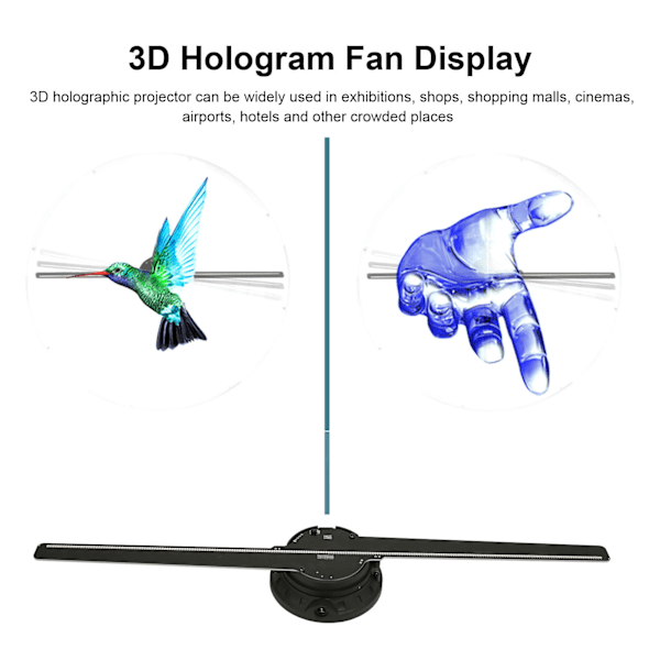 3D Hologram Vifte LED Reklame Display Vifte for Forretning Butikk Skilt Bar Fest Reklame Display 100‑240VEU Plugg