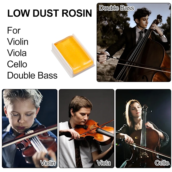 Kåda Naturlig för Violin Cello Viola Kåda Ljus Låg Damm för Stråkar Sträng Musikinstrument Tillbehör Gul med Fodral 3-pack