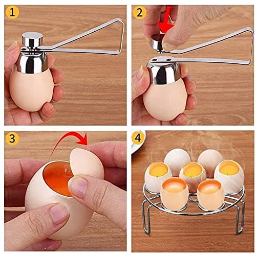 Egg Opener - Stainless Steel Ergonomic Design Adjustable Force Durable - Easy to Use Suitable for Making Custards and Cakes