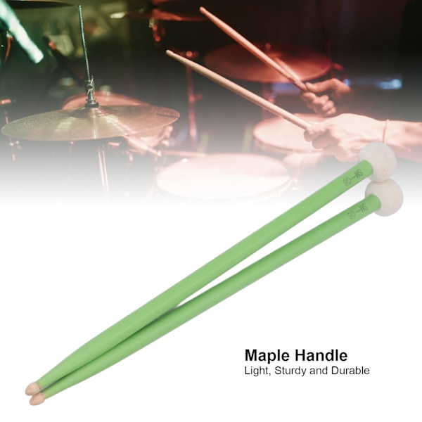 2 kpl Rummun Vasarat Huopa Päällä Puinen Kahva Ei Liuku Instrumentti Tarvike Sarja Kit Soittoa Varten Vihreä