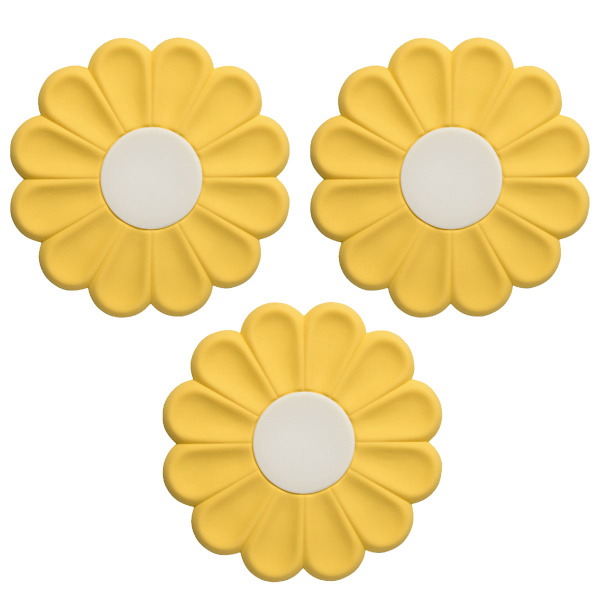 3 kappaletta daisy kukka eristyslevy yksinkertainen ja söpö silikoni pöytäalunen aluslaatat anti-kuuma potti matot.