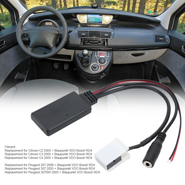 Bil Bluetooth5.0 Trådløs Modul Svart Håndfri Mikrofon Erstatning for Citroen C2 C4 C5 C6 C8