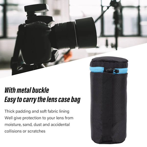 Neoprenfodral för kamerans objektiv, vattentätt objektivfodral med dragkedja för DSLR-kamera XL