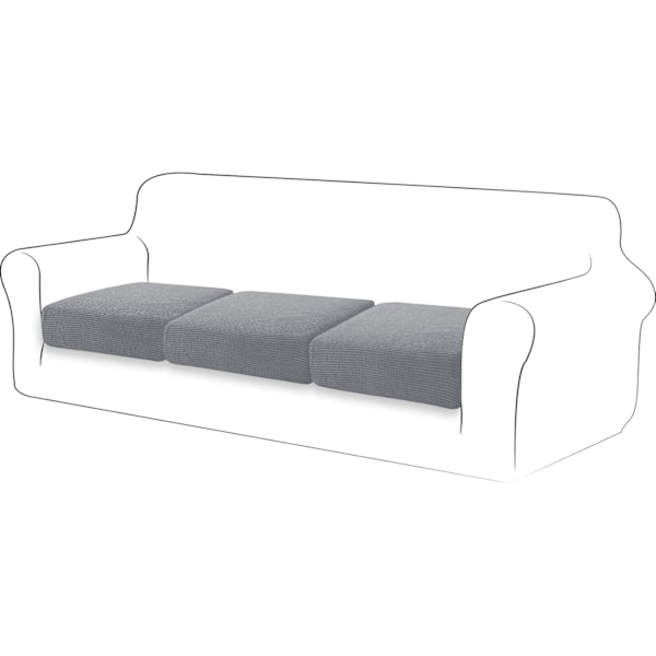 Stretchig soffkuddefodral soffkudde möbelskyddsfodral sofföverdrag för soffa 3-delad kuddfodral för stol (ljusgrå)