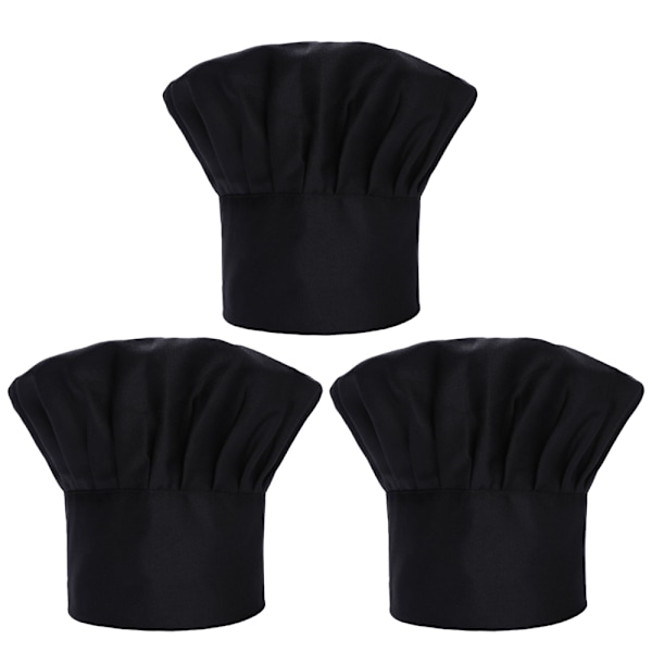 Set med 3-pack vuxenkockmössa vuxen justerbar elastisk bagare