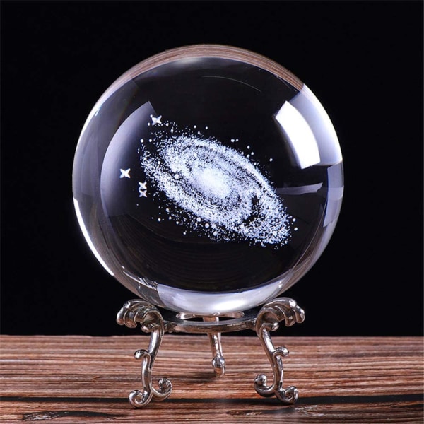 3D Vintergatan Galaxy 80 mm kristallglaskula med kristallbas