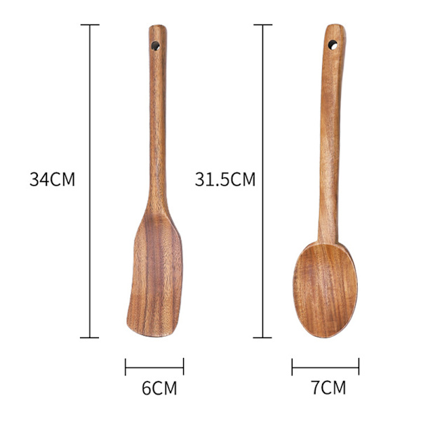 Træ køkkenredskaber sæt - 2 stk. non-stick bambus træ