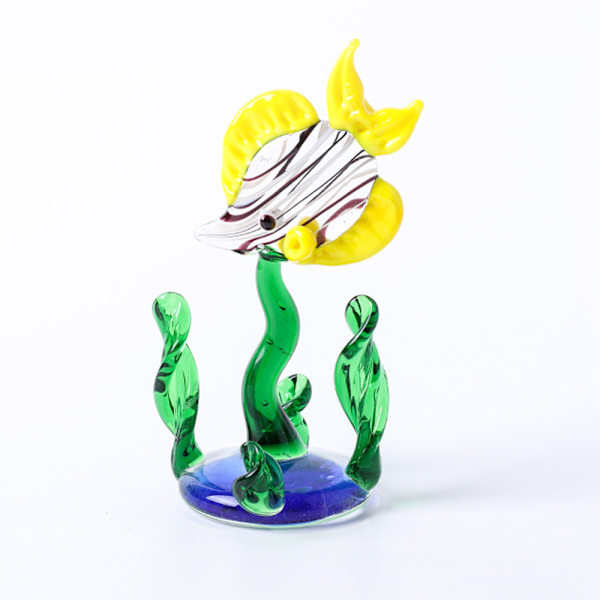 Små glas miniature figurer håndblæst glas fiske tank vand græs fisk kunst ornamenter hjem bord dekoration gave