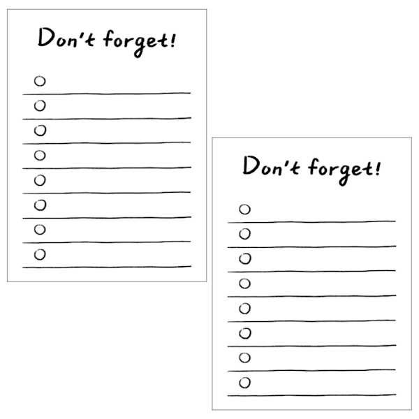 2 stk. To Do List Notepad 65*x89mm, Simpel tjekliste,  Sød