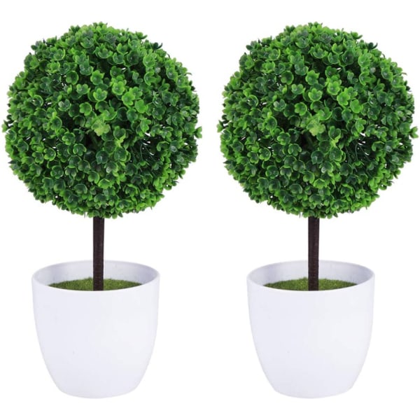 Lot de 2 petits pots de fleurs artificiels en forme de topiary,