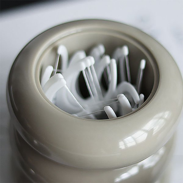 Nordisk stil holder dispenser skrivebord støvtæt vatpind opbevaringsbeholder donut form makeup opbevaringsboks med låg khaki 4 lag