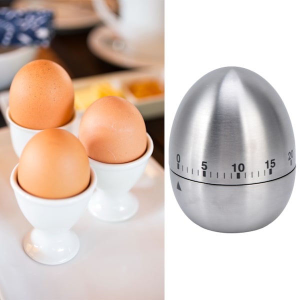 Äggformad kökstimer med tydlig skala, manuell mekanisk 60-minuters timer för bakning och matlagning