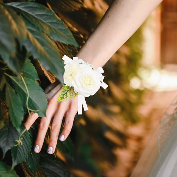 WENTS Rosen Blomster Håndled Corsage Sølv Bling Bånd Rhinestone
