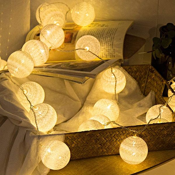 2-pack bomullsbollar Fairy Lights Batteridriven 10 lysdioder Ull B A
