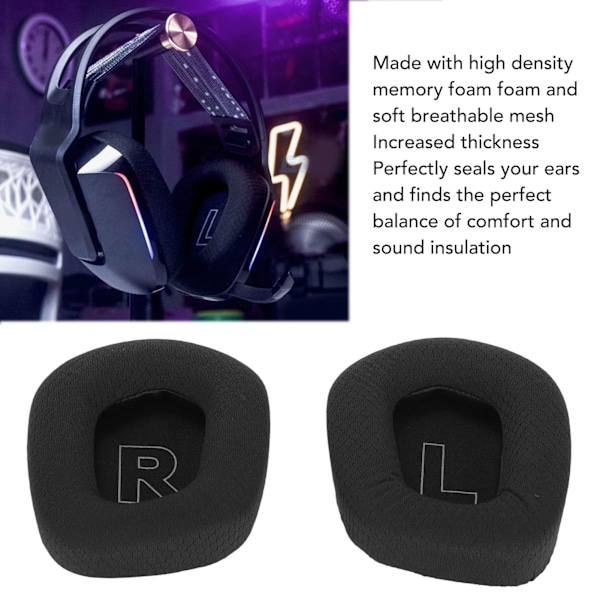 Øreputer Profesjonell Lyd Isolasjon Headset Øreputer Erstatning med Myk Pustende Mesh for G733 Headset Svart