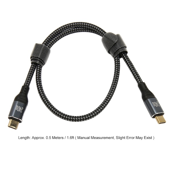 USB C till USB C Kabel 0.5m Hane till Hane PD240W PD3.1 E Mark Chip Nylon Typ C Laddningskabel för Laptop Telefon Tablet