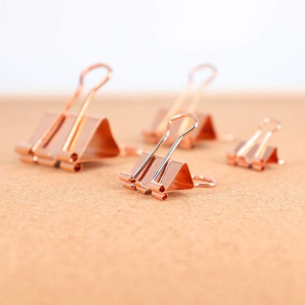 Rose Gold Binder Clips Paper Clamps, Assorted Sizes Set (Small,
