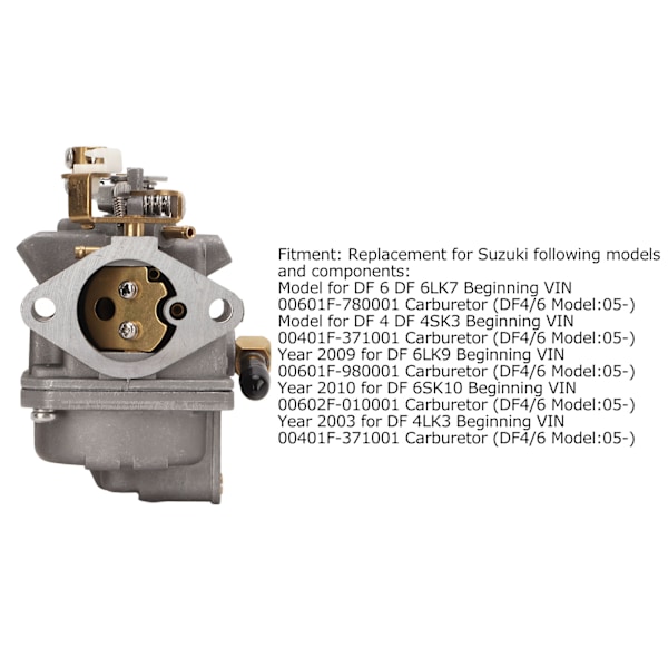 Utenbordsmotor Forgassermontering 13200‑91J70 Erstatning for Suzuki 4-takts DF6 DF4 DF5 Motor