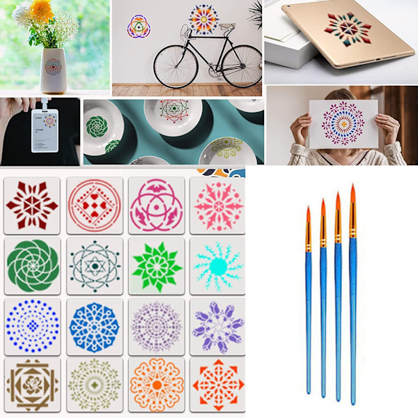 Mandala Dotting Tools Stencil Set, til maling af sten, børns håndværk, neglekunst-artikler