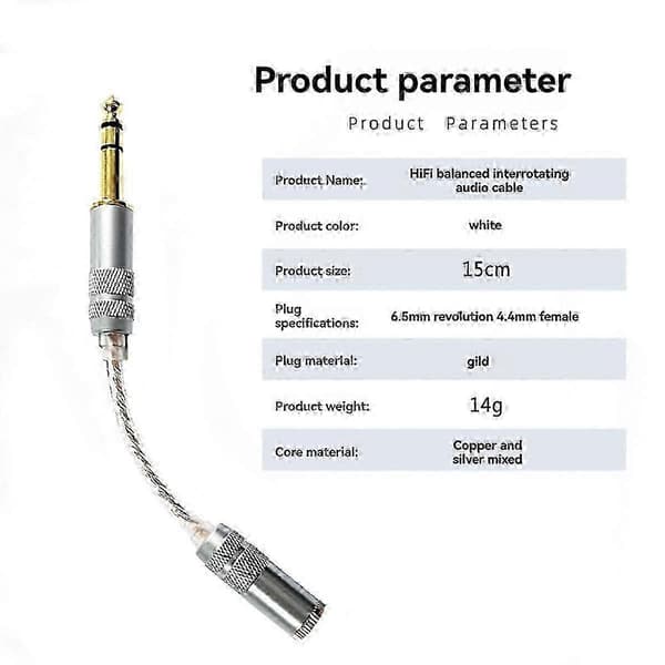 Lydadapterkabel 4,4 mm hunn til 6,35 mm hann til hunn HIFI-dekoding Lyd Stereo HiFi Balanse Co