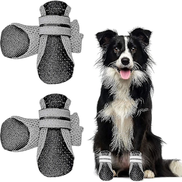 4 st Skyddande Hundskor, Andningsbara Hundskor, Halkfria Andningsbara Djurskor För Små Mellanstora Hundar (svart, xl