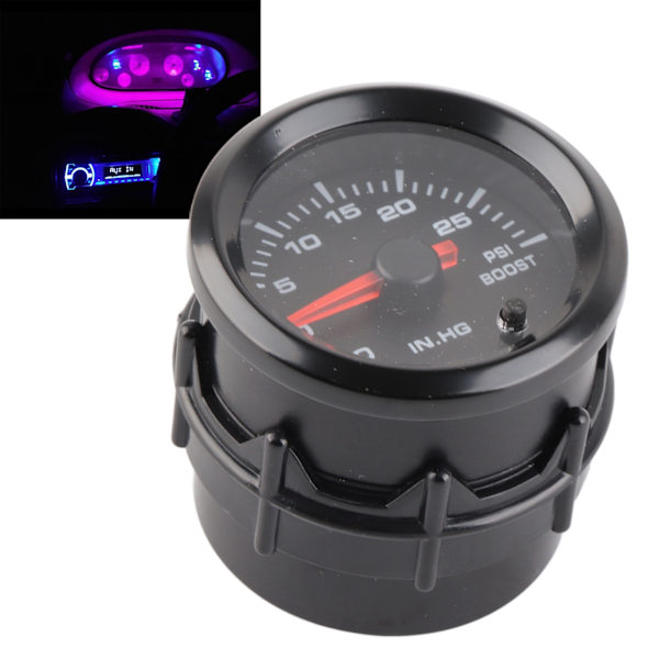 2-in-1 12V Turbo Boost -mittari ‑30‑30PSI mittausalue, valkoinen valo, universaali