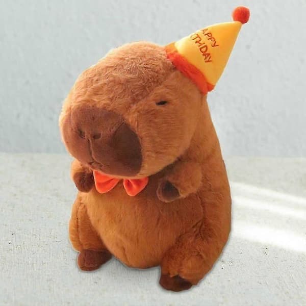 Suuri pehmeä kapybara-pehmolelu sohvan koristeeksi 30 cm with Hat 23cm