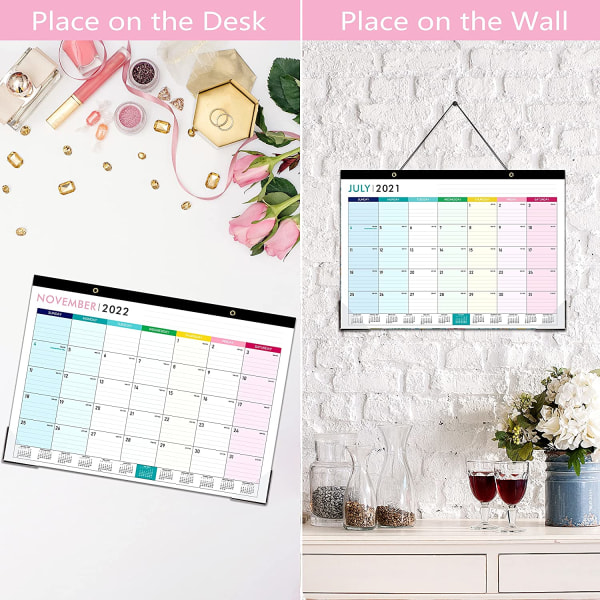 2021-2022 Skrivebords-/veggkalender - 18 måneders skrivebords-/veggkalender 2-i-1, 1