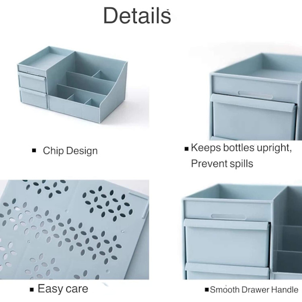 Kosmetisk arrangør, multi-lags design, hvid, 28,5*17,5*12,5cm
