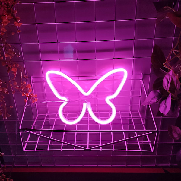 Neon skilte til vægdekoration Kærlighed og hjerte Pink Neon lys skilte drevet af USB/batterier, Akryl Neon lys til piger Børneværelse, Bryllup, Bar,