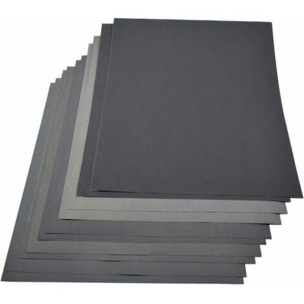 Slibepapir, 230 x 280 mm, 2 slibepapir af hver kornstørrelse, blandede korn 800/1000/1200/1500/2000, våd/tørslibepapir, vandtæt papir, 10 stk.